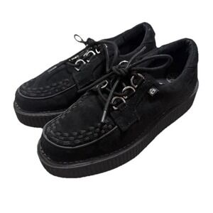 TUK Viva Mondo Black Suede Platform Creepers Emo Grunge Lace Up Shoes M11 W13